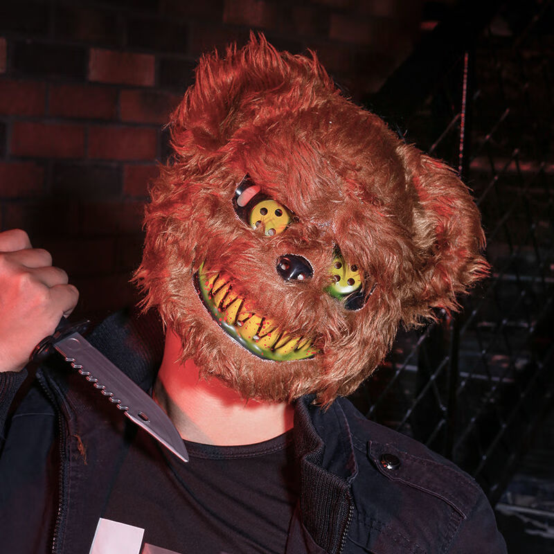 jk恶魔兔子面具全脸血腥熊头套抖音同款毛绒玩具恐怖拍照道具用品恐怖