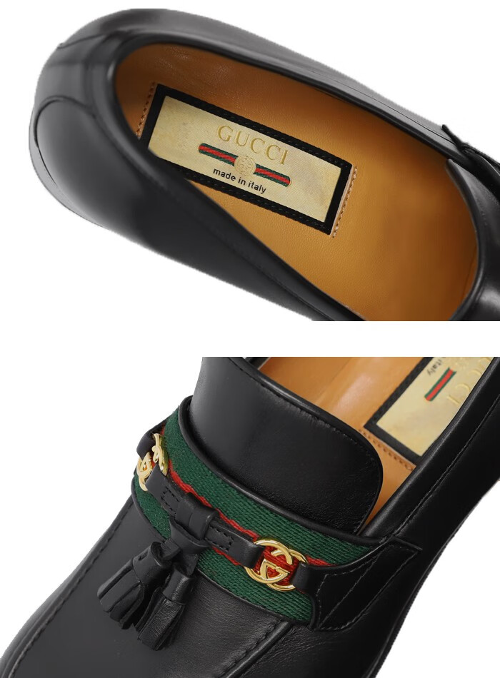 gucci古驰女士gg马衔扣流苏乐福鞋牛皮高跟鞋624316w610624316w