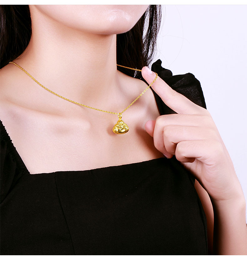 凤雅集珠宝黄金佛吊坠小佛足金999双面佛项链吊坠笑佛大肚笑佛光面