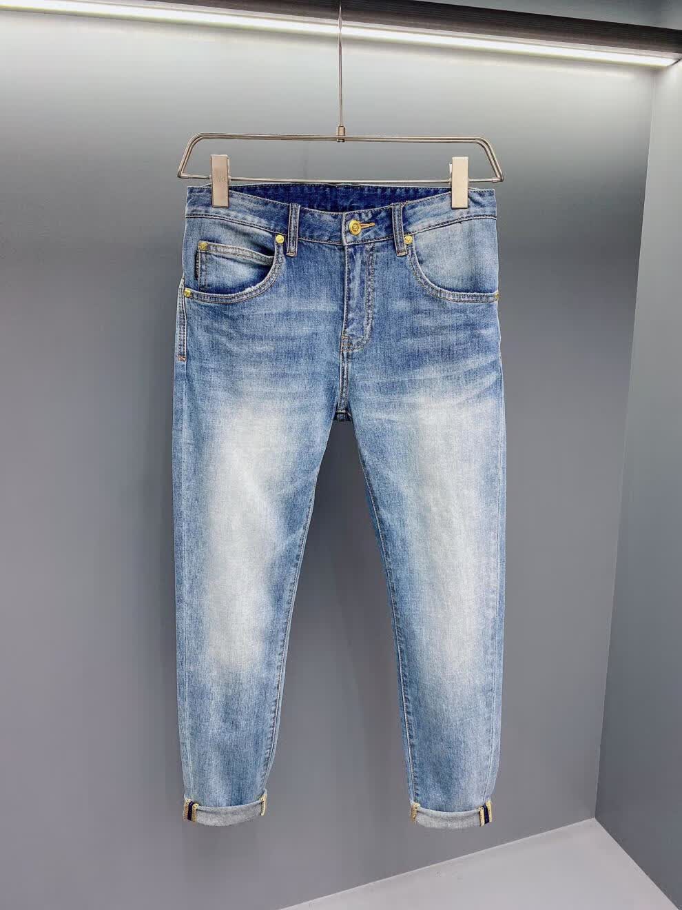 瓦萨琪 美杜沙 美人头欧美潮牌男装青年长裤刺绣水洗休闲小脚牛仔裤男