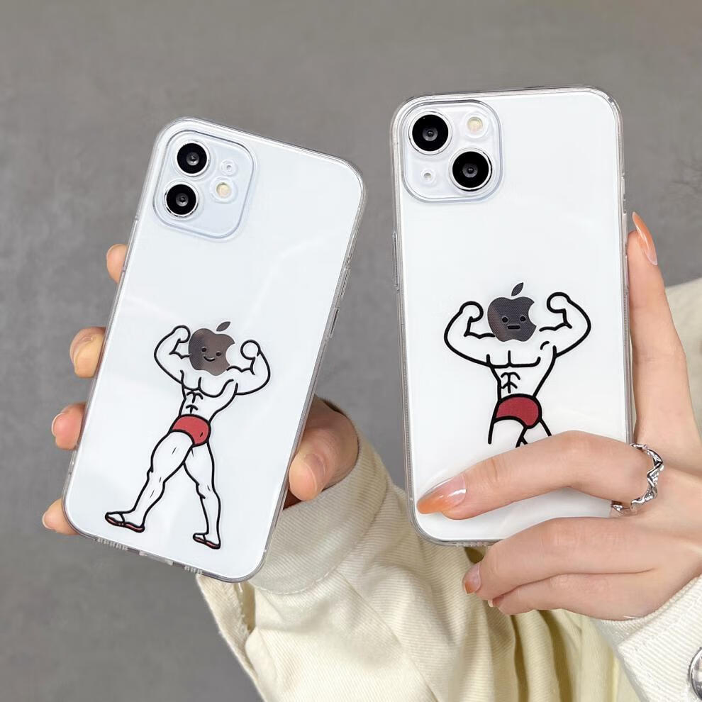 oloey苹果通用趣味苹果肌肉男火柴人适用苹果11promax手机壳iphone12