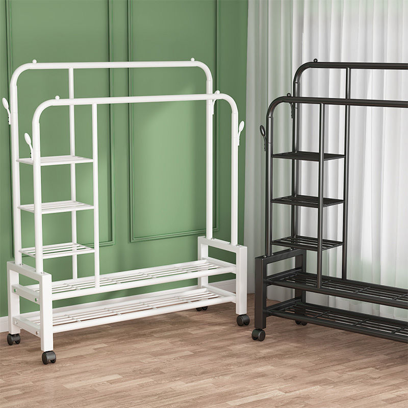 鼎冬阳台晾衣架落地衣服架挂衣架 简易晾衣架落地立式卧室挂衣服架子加粗小型阳台家用晾衣神器结实 64【基础款】