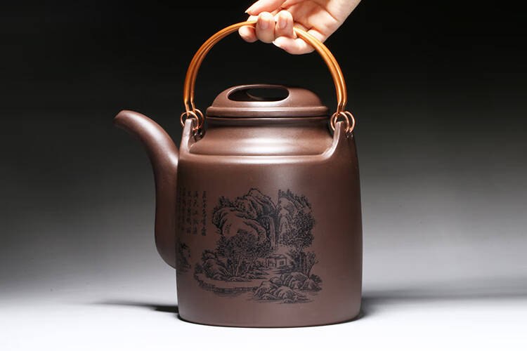 家用紫砂大茶壶宜兴原矿手工茶壶特大提梁壶大号泡茶壶功夫茶具泡茶器