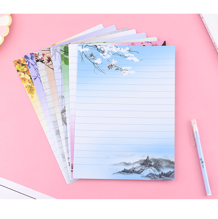 b5混装信纸本稿纸单线学生用作文纸信签信笺纸加厚简约横格纸八款混装