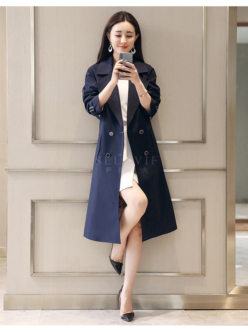 萨拉维夫品牌秋装2019年新款女装流行风衣大衣中长款春秋季修身外套潮