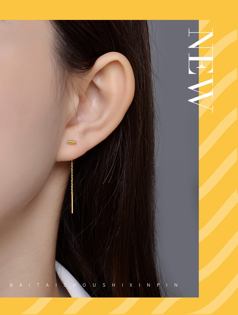 老凤凰足金耳线黄金圆珠耳坠几何时尚耳环女情人节礼物