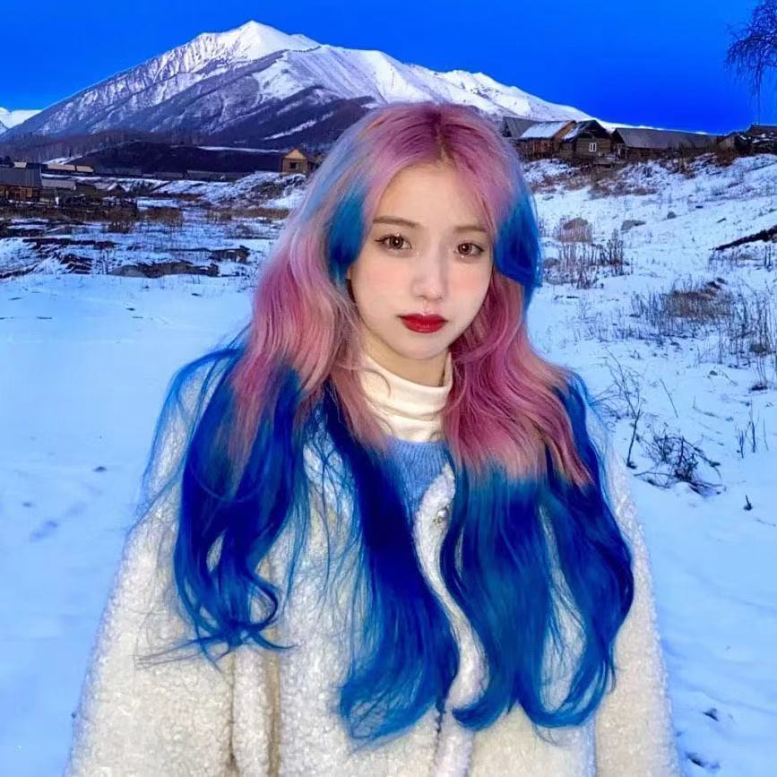 挂耳染海洋蓝染发剂超显白樱花粉脏橘灰女生潮色染发膏湄拉红褪色粉染