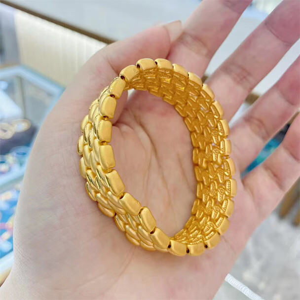 老凤凰黄金手表链足金999个性时尚款5g足金手镯链宽边新款亮面扁款