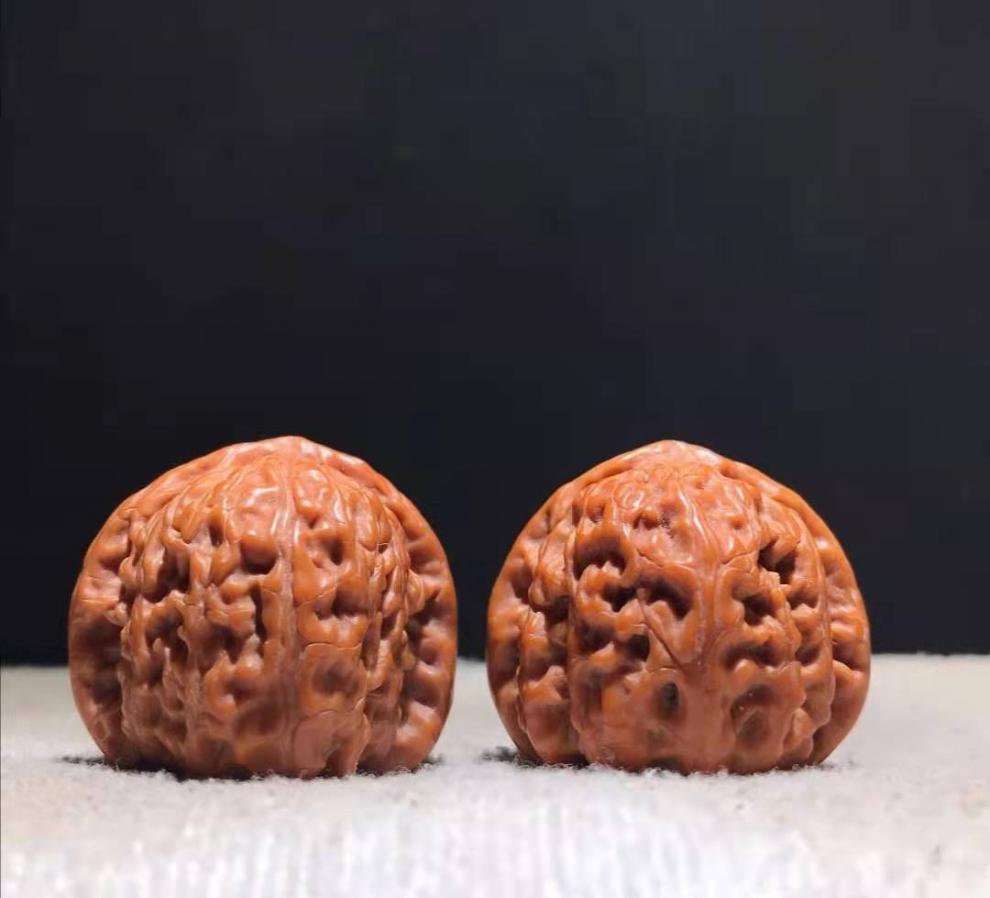 冰珂文玩白狮子头文玩核桃把件六面配对 包浆上色到手直接盘玩【图片