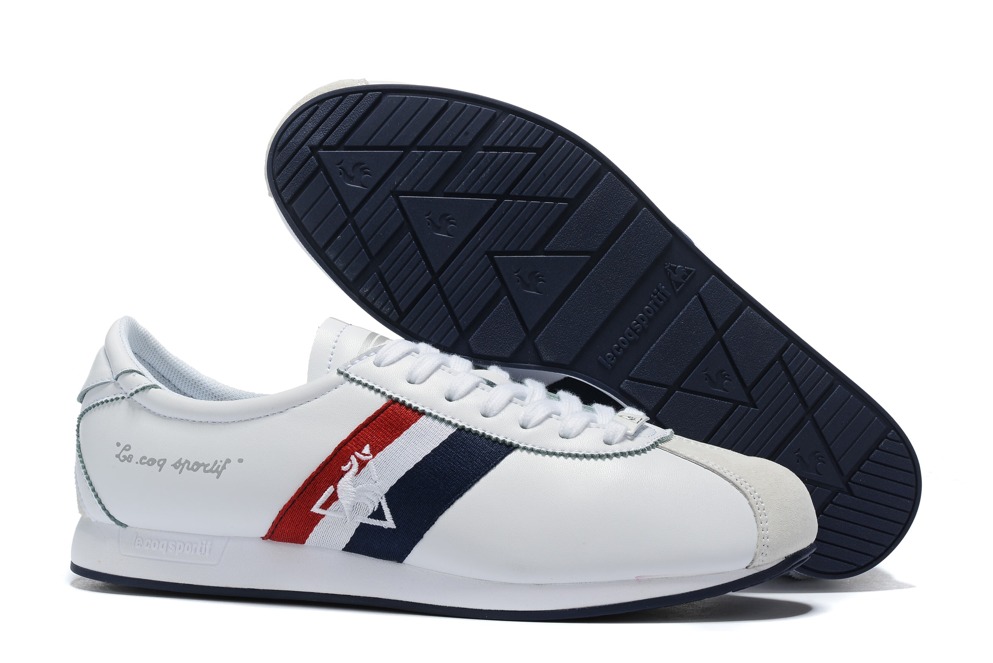 法国大公鸡跑步鞋阿甘皮面男女鞋运动鞋休闲鞋 黑白 43【图片 价格