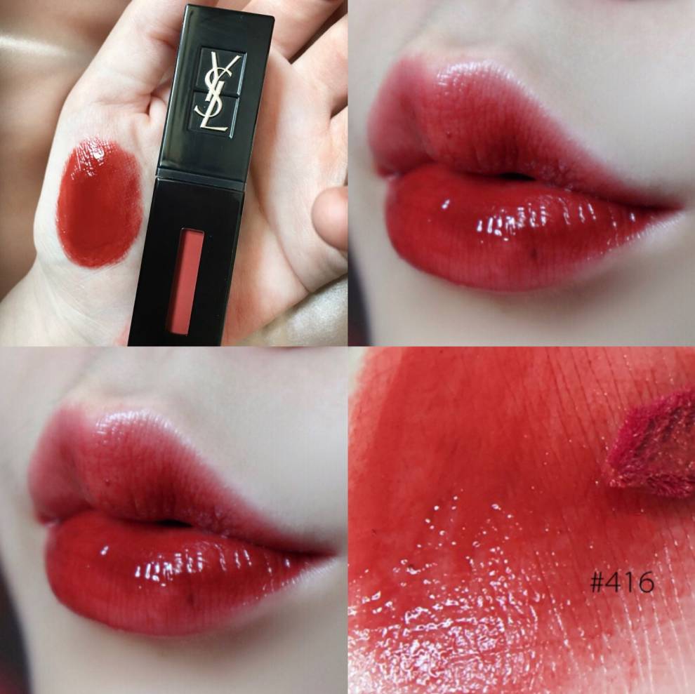 圣罗兰(ysl)漆光黑管水光唇釉#407#416液体口红新色#610#613 黑管409