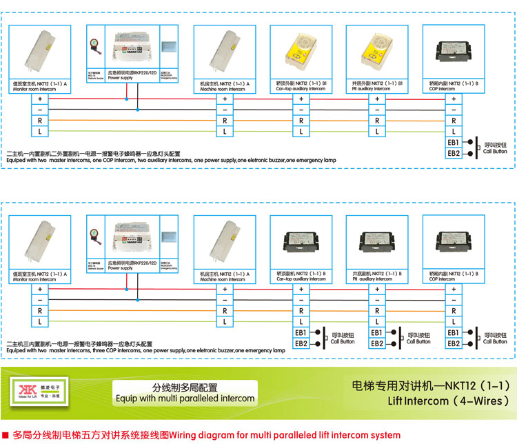 五方对讲电梯德凌三方对讲主机电源通话电话机nbtnkt有线无线德凌四线