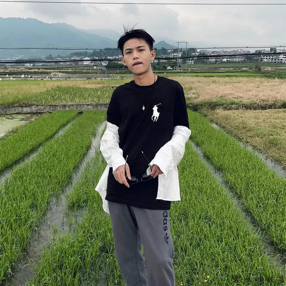 潮牌潮流男快手红人网红花百万同款百搭t恤男白色外星人短袖棉s7590斤