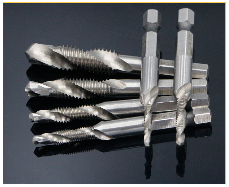 优品钻攻一体机用丝锥 镀钛六角柄复合丝攻螺纹开孔电动钻头丝锥 高