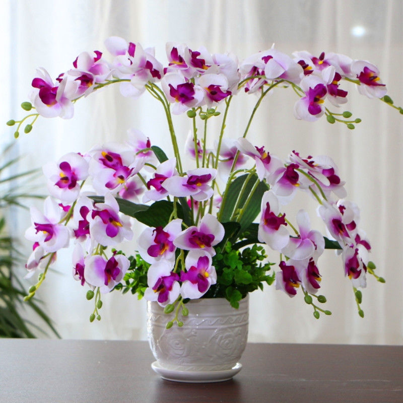 兆族新中式高品质仿真花蝴蝶兰蝴蝶兰仿真花假花套装客厅家居摆件室内