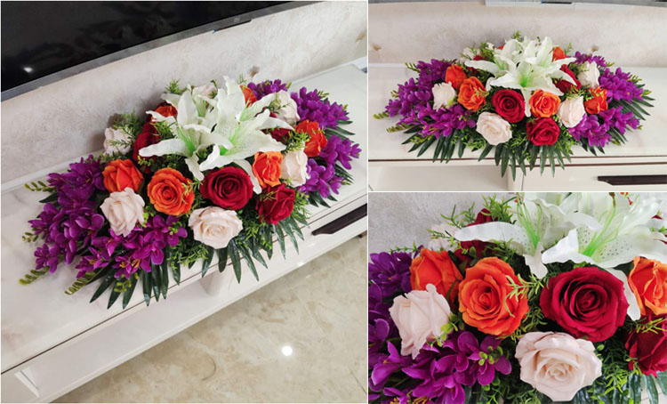 仿真花会议讲桌花摆花演讲台花会议桌插花长形会议室摆设装饰花绢花