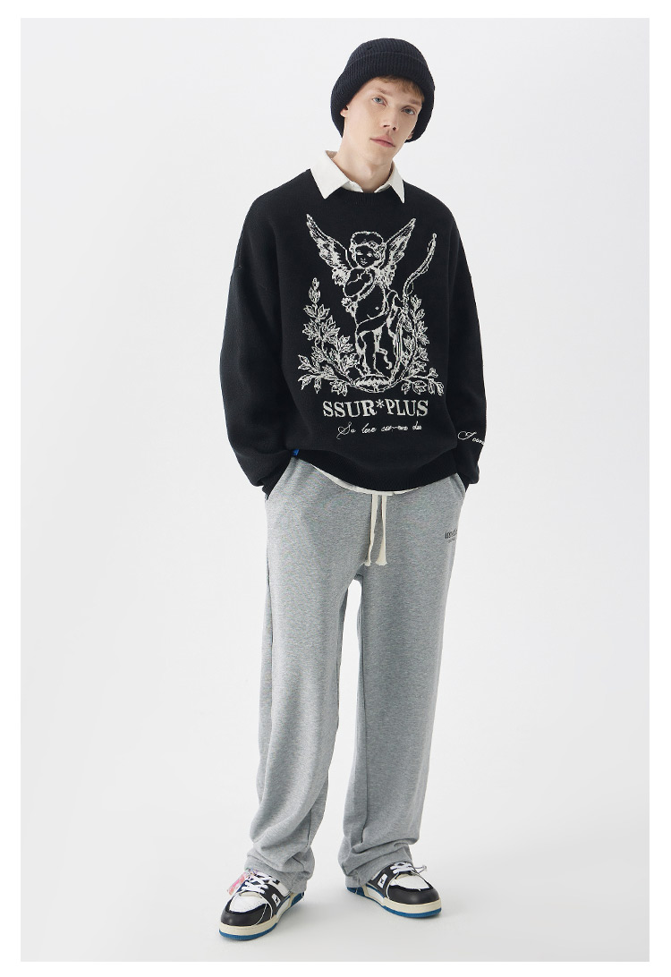 iconslab联名ssur plus 丘比特提花套头毛衣 杏色 m【图片 价格 品牌