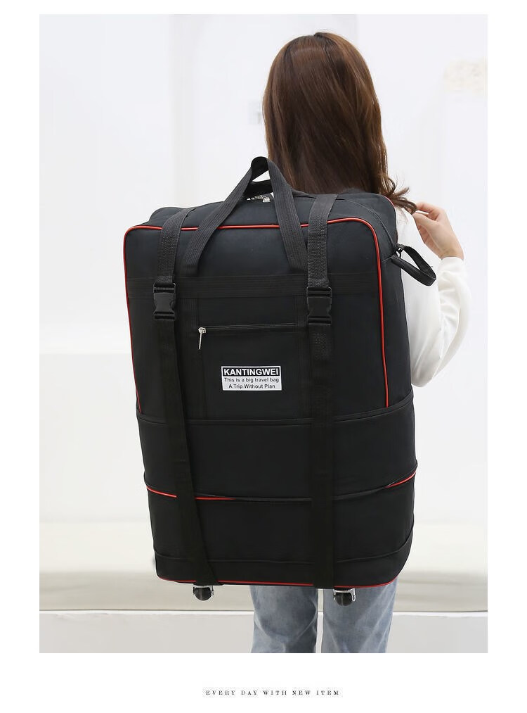 可背牛津布行李箱大容量旅行袋158航空托运包出国搬家行李包 号【黑色