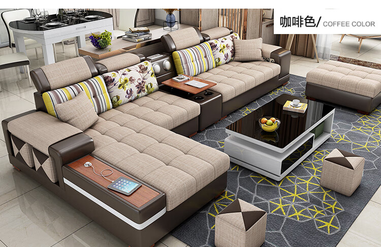 海绵版【偏硬】 品牌: 花葭 商品名称:新款布艺沙发北欧现代简约客厅