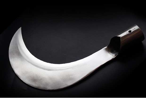 铬钢半月镰刀不锈钢割草刀户外钓鱼除草刀便携修枝加厚弯刀 银色 60