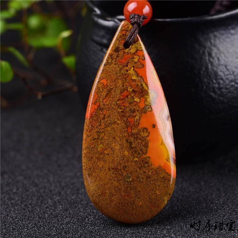 战国红玛瑙 水滴毛衣项链挂坠男水晶礼物饰品 7#562 20#36*27*12