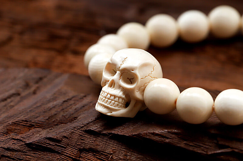 周庆祥 猛犸象牙骷髅头手串配饰佛珠 三通腰珠顶珠 尸陀林主手链手持