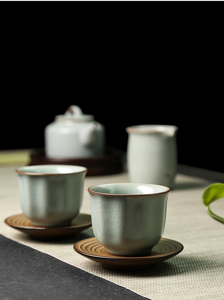 汝瓷品茗杯创意主人杯接待茶具个人单杯开片可养家用大号手工功夫待客