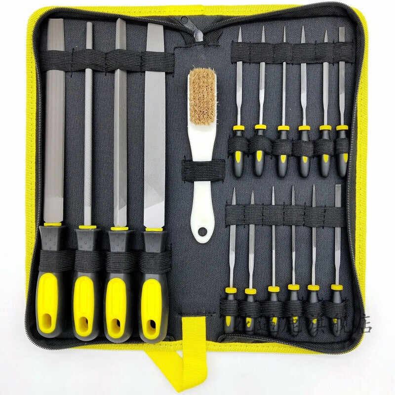 16件17件套装锉刀工具包收纳金属钢锉挫刀矬子磨铁打磨工具红色b9手柄