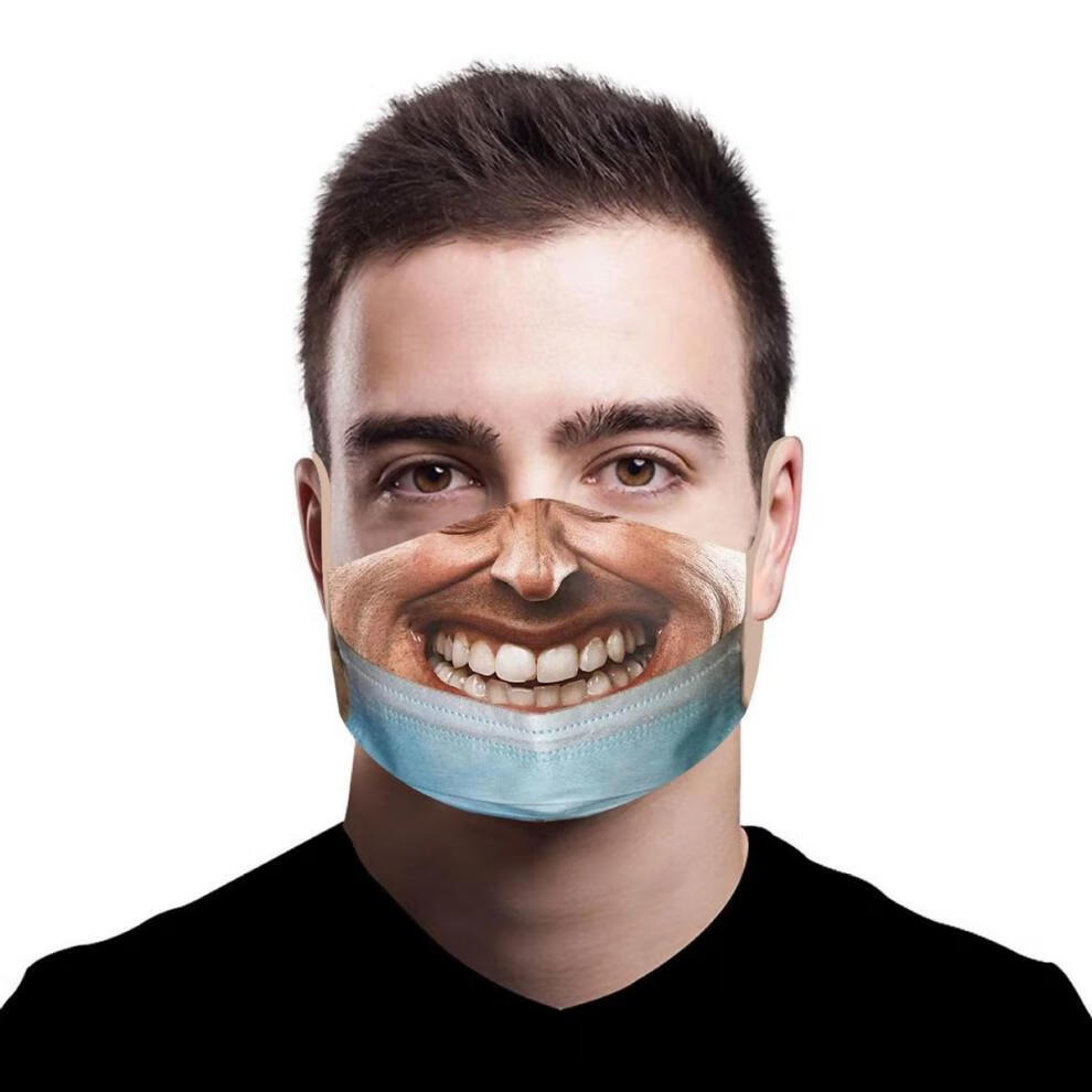 搞怪口罩抖音搞笑真人脸口罩抖音同款仿万圣节半脸面罩透气可水洗表演