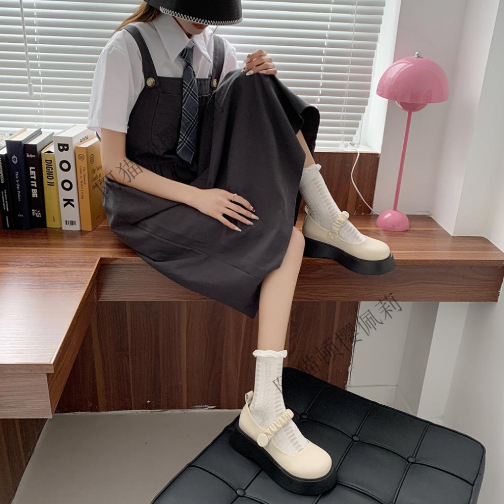 玛丽珍小皮鞋女 jk鞋子复古玛新款夏季黑色配裙子日系jk鞋大头厚底单