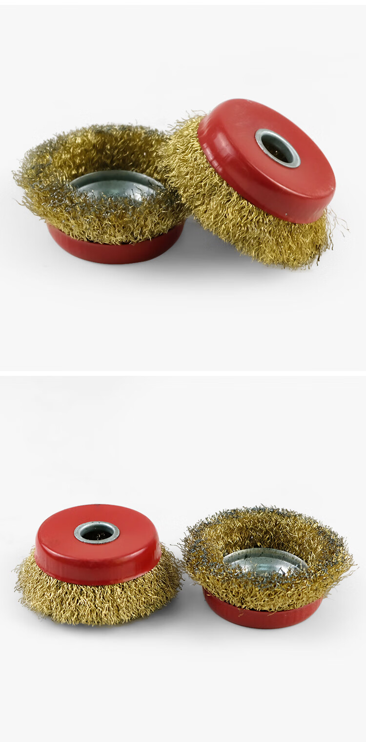 钢丝刷钢丝轮打磨除锈抛光角磨机电动碗型100型打磨轮手磨机 白色耐磨