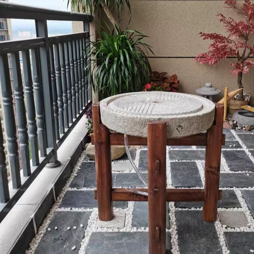 老石磨盘茶几茶桌中式复古圆形大号茶盘茶台古旧石器庭院石桌石凳