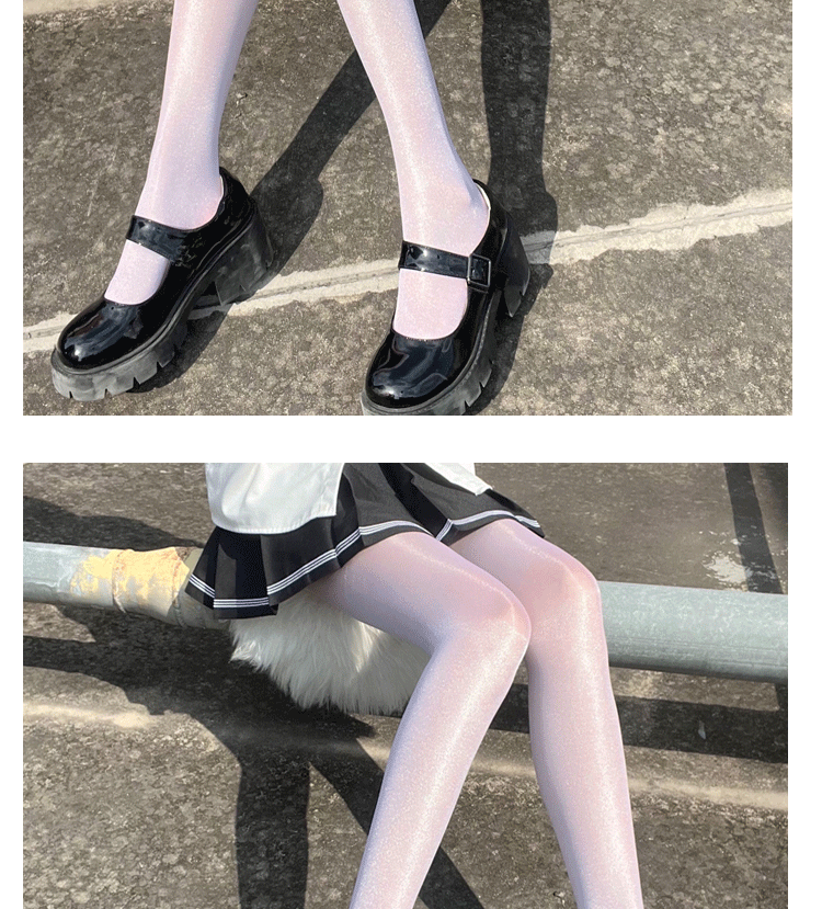 菱馨69巴黎黑色世家日系白丝油光丝袜油亮丝性感辣妹jk套装搭配少女