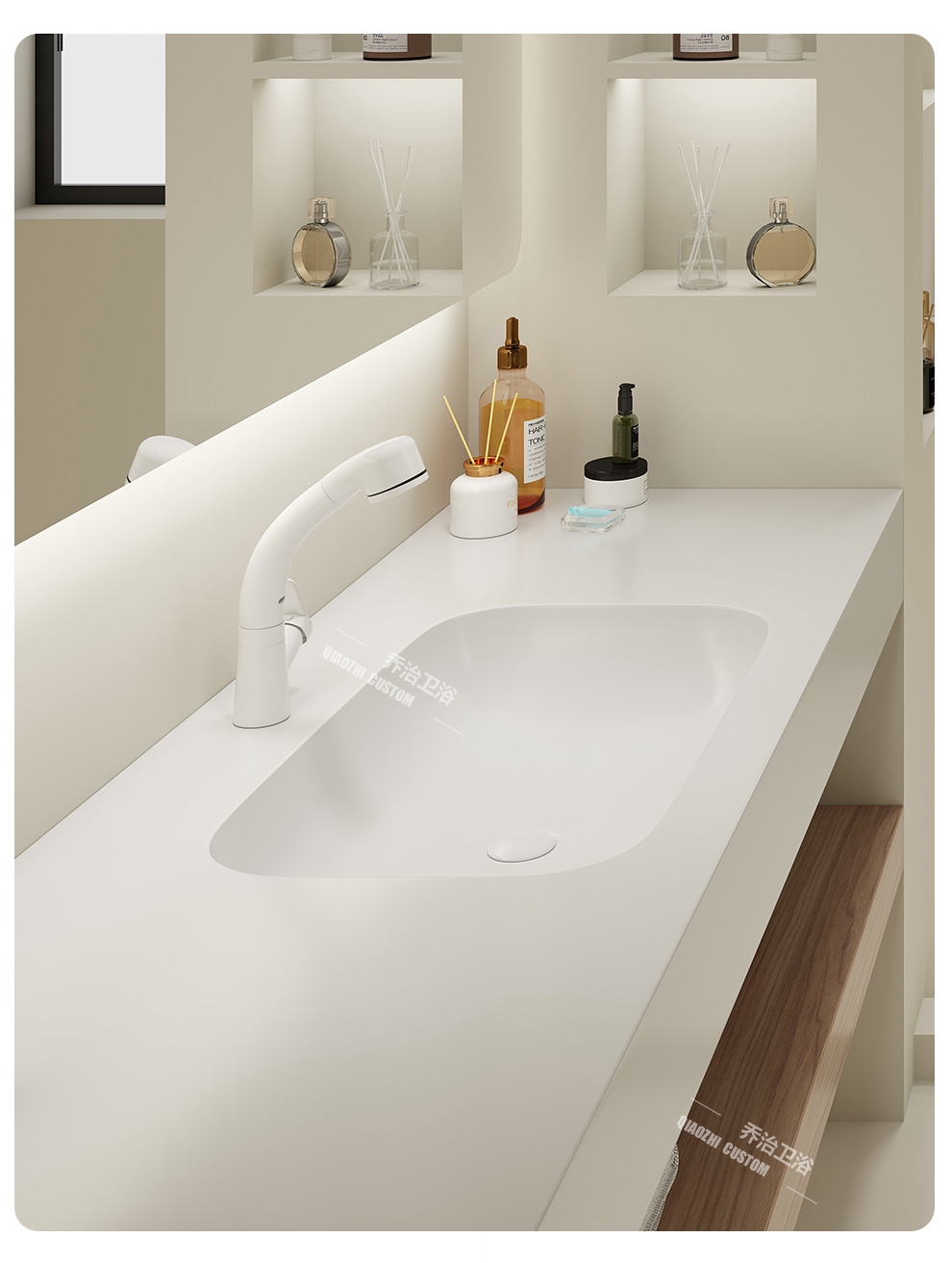 耐人造石一体台盆岩板浴室柜组合洗漱台洗手脸池 尺寸款式颜色【图片