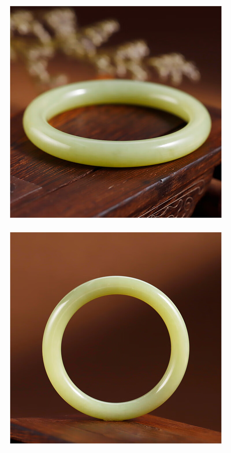 古珍新疆和田玉黄口料手镯若羌料黄玉镯子老料玉镯圆条油性足57mm女款