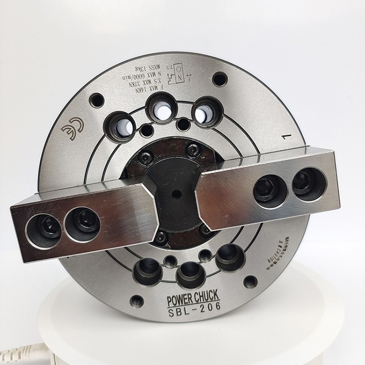 中空四爪液压卡盘4爪高速夹头中实二爪液压卡盘 全钢体 8寸中空4爪含