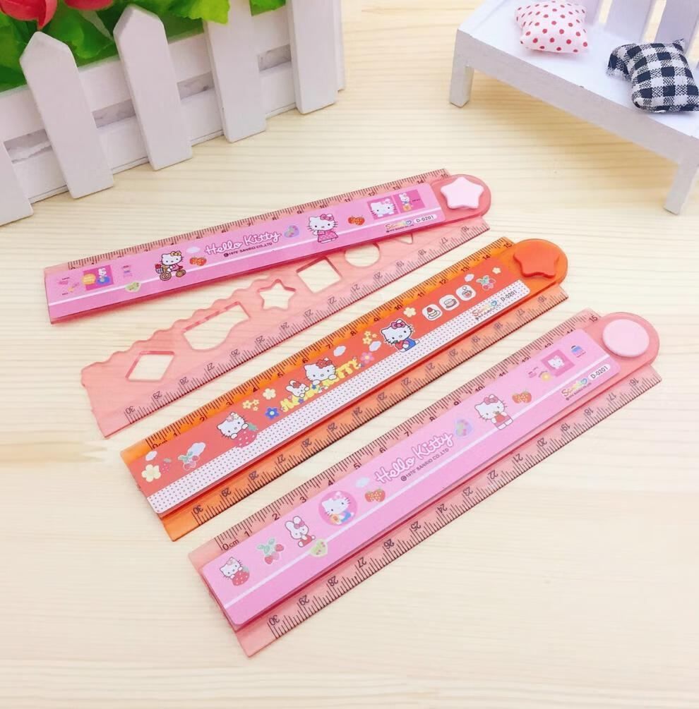 小学生多功能折叠尺子15变30cm直尺波浪尺卡通格尺几何图形折尺子