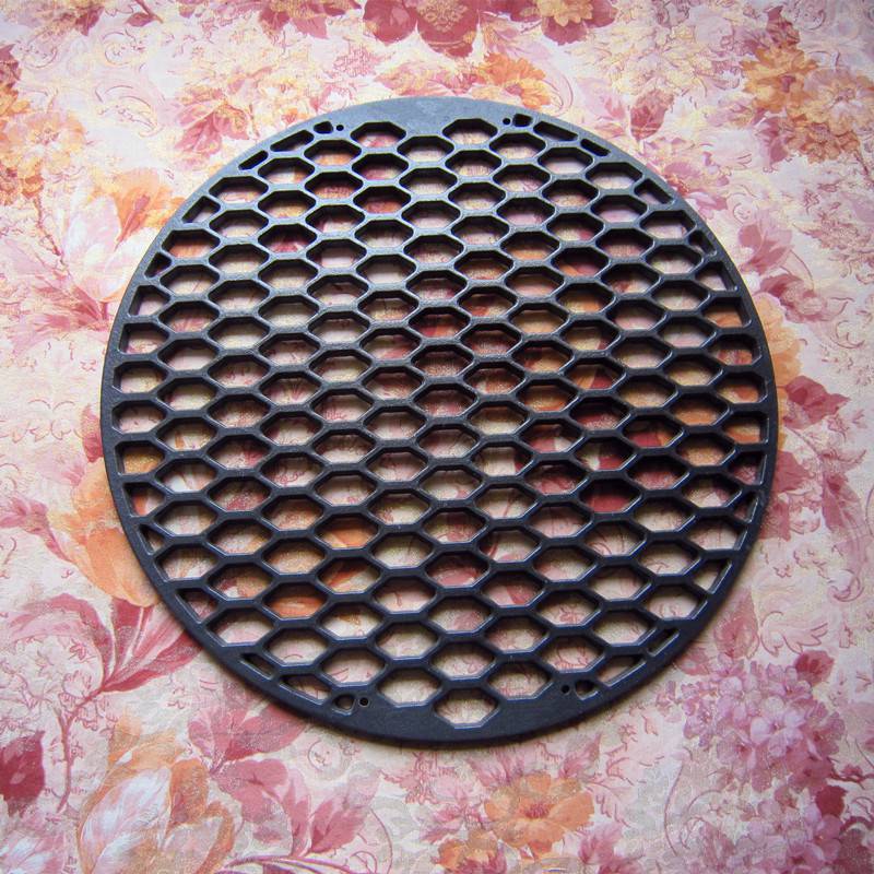 铸铁烤肉篦子 铸铁烧烤网篦子烤肉网搪瓷圆形家用商用 44cm方格圆网