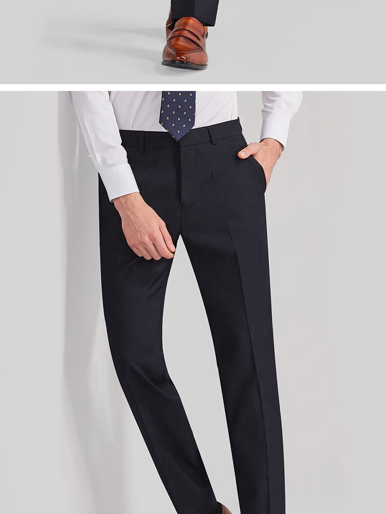 雅鹿休闲西裤男春秋直筒西装裤黑色商务职业正装上班裤子长裤黑色28