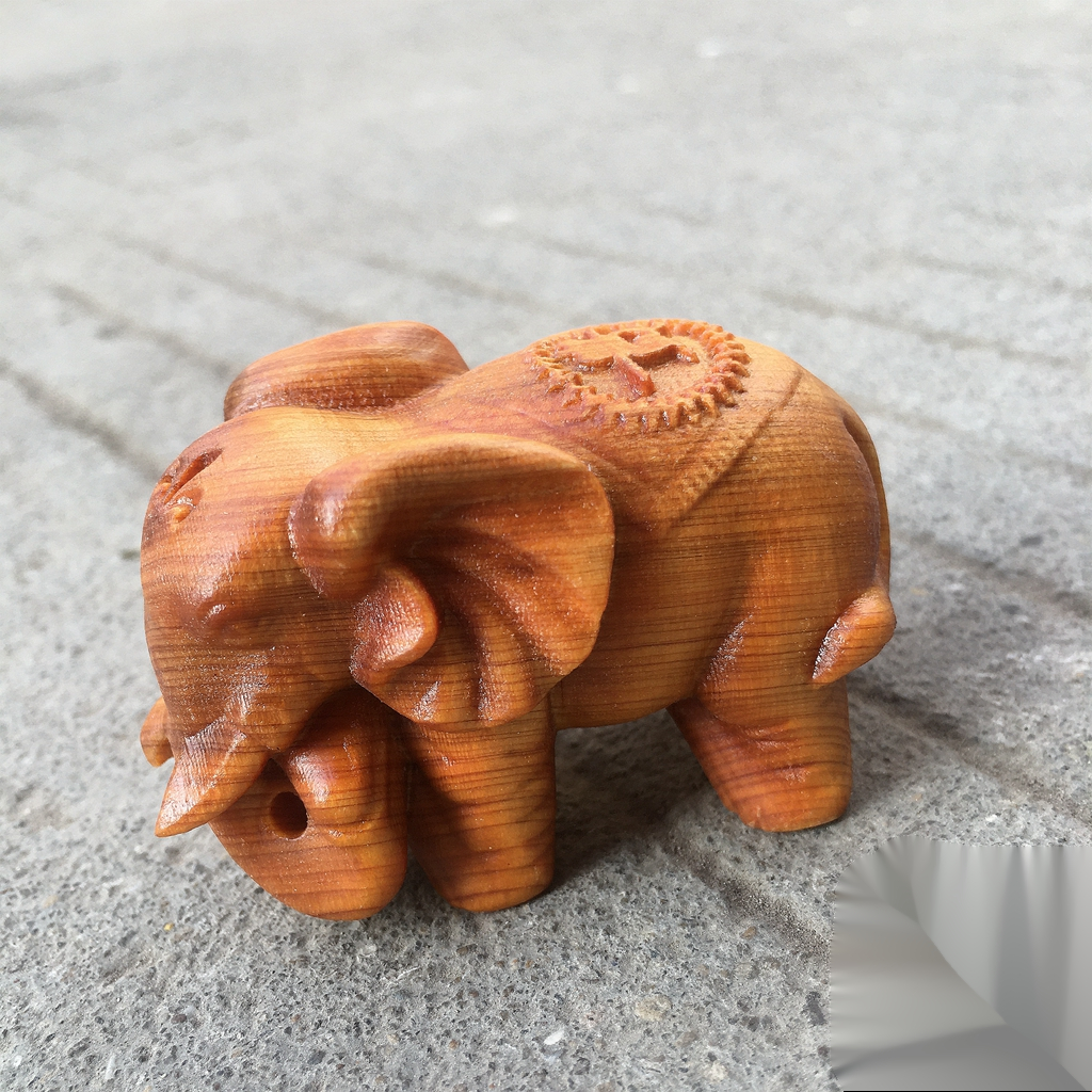 太行崖柏手把件木雕手把玩件小象木质摆件实木工艺品大象车摆件 一对