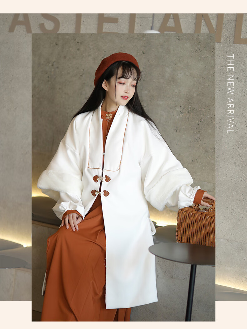 昌爵~忆嘉人明制汉服女汉元素改良日常马面裙外套合领披袄秋冬 白色