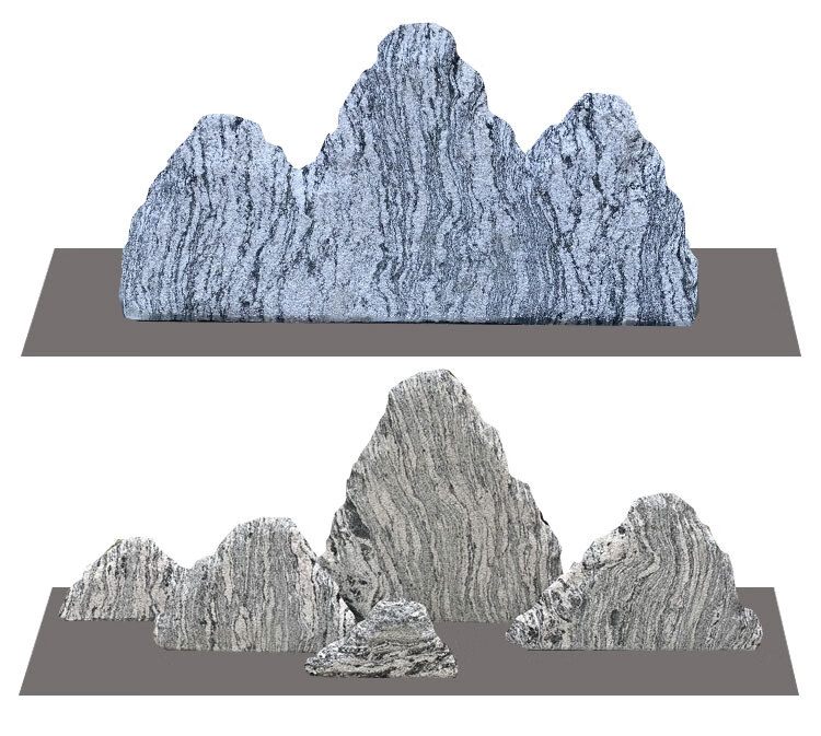 迎客松假树仿真大树雪浪石切片组合造景泰山石景观石假山石头庭院枯