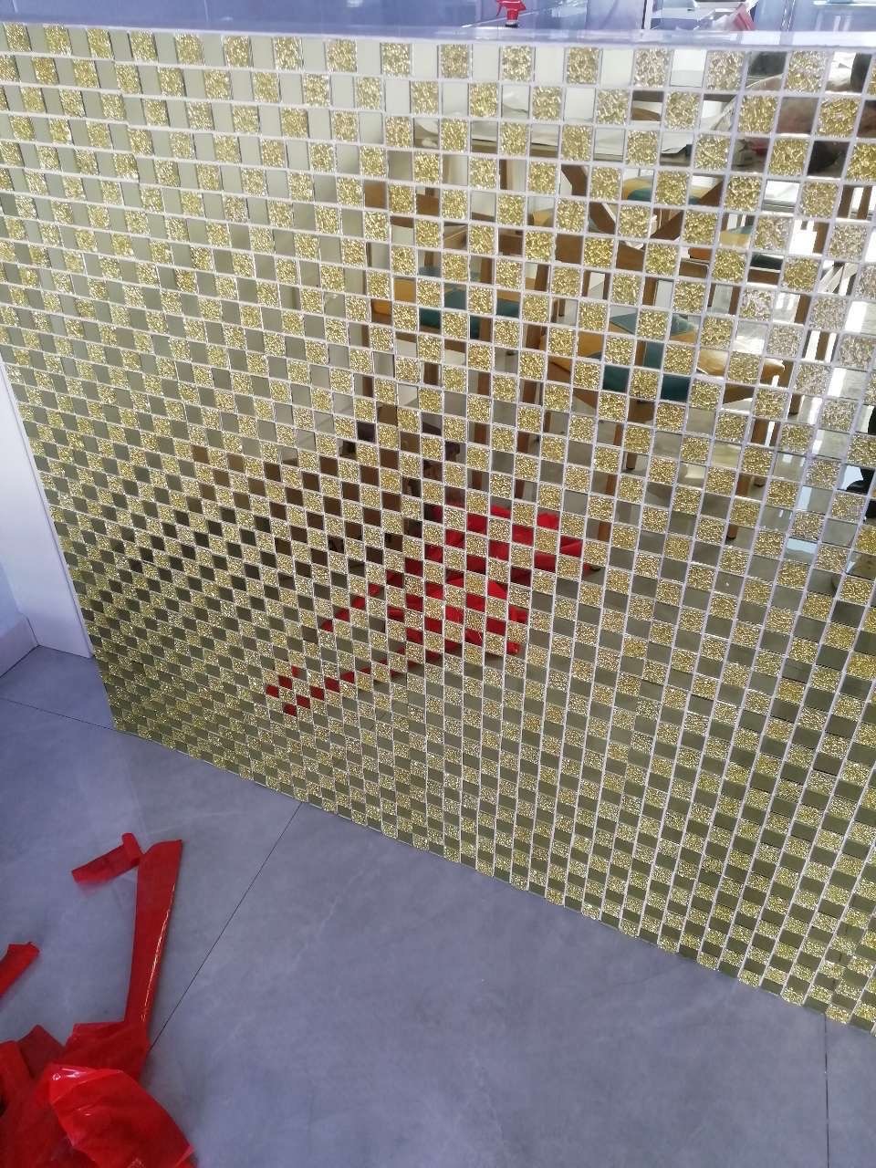 水晶玻璃金色马赛克瓷砖电视背景墙吧台卫生间客厅自贴墙贴25黑镜银钻