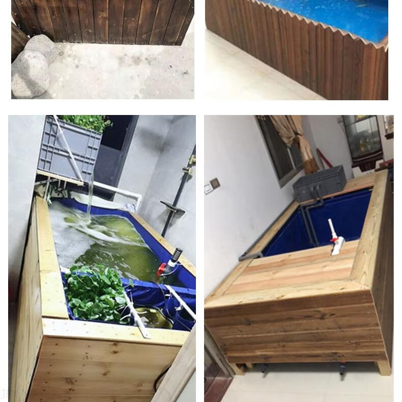 帆布鱼池实木赏心 帆布鱼池侧滤锦鲤水池刀刮布防腐木庭院室内鱼缸