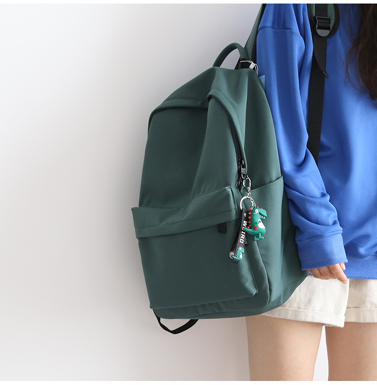 nr诺然双肩包 nr森系纯色大容量双肩包女韩版简约百搭书包男大学生