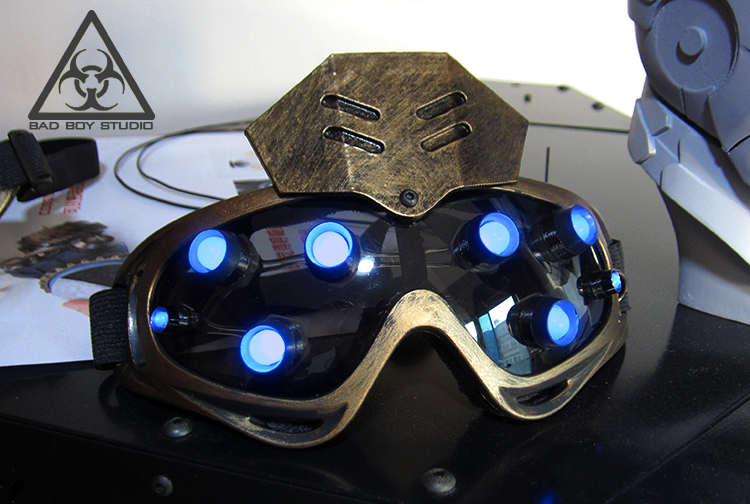 赛博朋克机械能面罩道具cs科幻道万圣节酒吧废土蒸汽发光护目眼镜