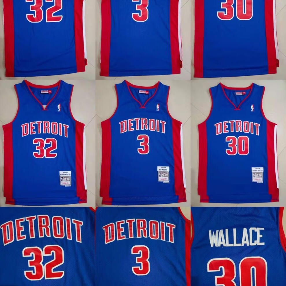 腾讯体育nba同款nba底特律活塞1比卢普斯30号3号华莱士汉密尔顿球衣