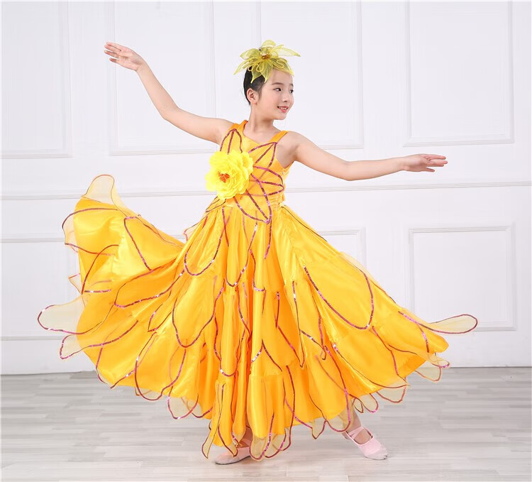 六一斗牛演出服装幼儿园表演西班牙斗牛士大摆裙舞裙开场舞女 绿色540