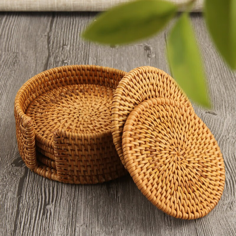 越南藤杯垫藤编杯垫 功夫茶杯垫紫砂壶养壶垫杯托 铁壶茶壶垫壶托古旧