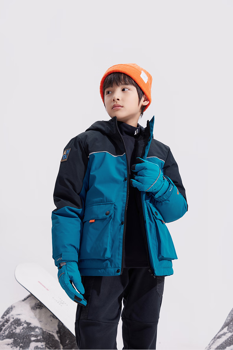 安踏儿童羽绒服眼镜款加厚羽绒服2022年冬季新款防风保暖羽绒服6-16岁